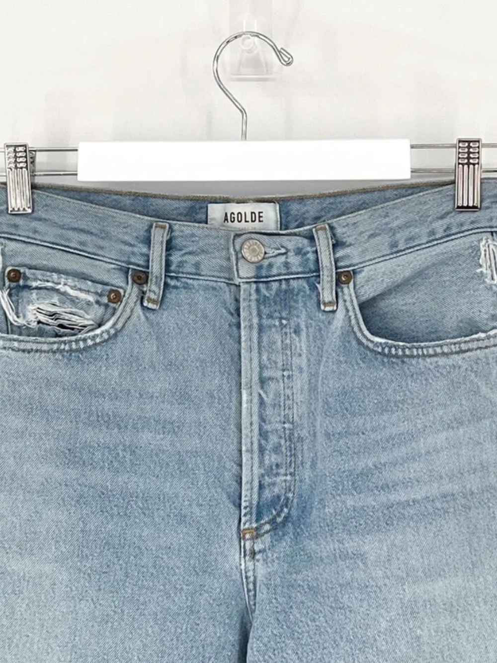 AGOLDE 90s Loose Fit Mid Rise Jeans Women’s Size 23 Captured Distressed Organic